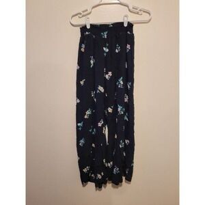 Billabong wandering soul black floral print wide‎ leg pants